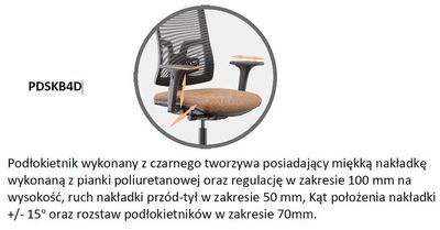 Fotel biurowy FORTE atest wytrzymałości do 150 kg/atest do pracy 24/7 - regulacja 4D