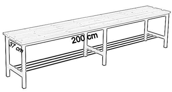 Ławka korytarzowa Premium bez oparcia z półką długości 1m, 1,2m, 1,5m, 1,8m, 2,0m - jednostronna bez oparcia z półką 200 cm