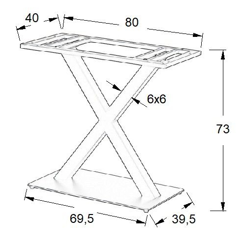 Podstawa do stolika SH-3007-2/B - wysokość 73 cm 69,5x39,5 cm