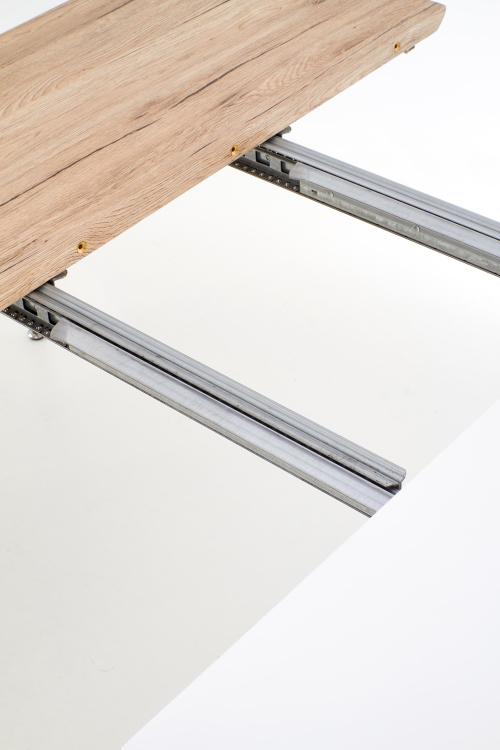 Stół rozkładany CALIBER 160-200/90/76 cm biały mat - dąb san remo