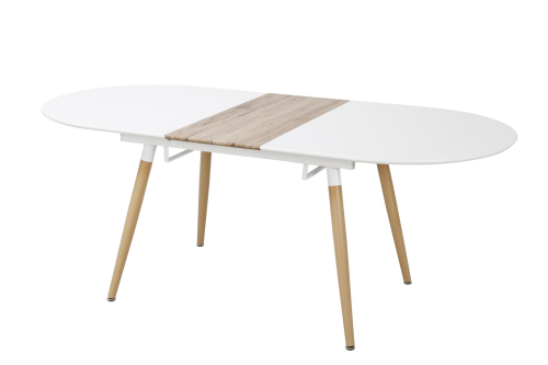 Stół rozkładany CALIBER 160-200/90/76 cm biały mat - dąb san remo