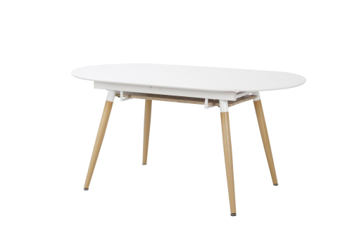 Stół rozkładany CALIBER 160-200/90/76 cm biały mat - dąb san remo