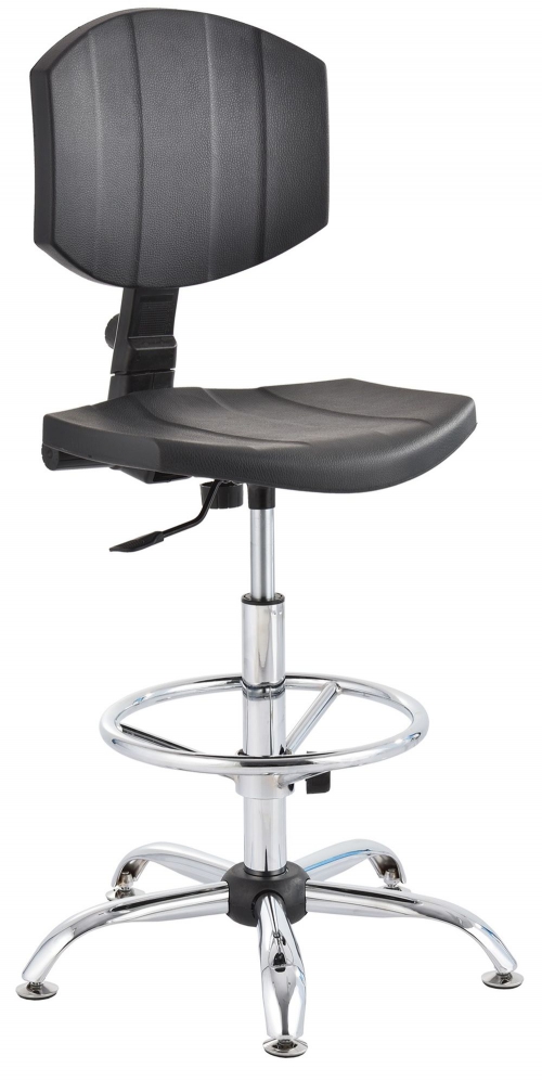 Krzesło laboratoryjne wysokie - chrom, podstawa chromowana KWSCR-02