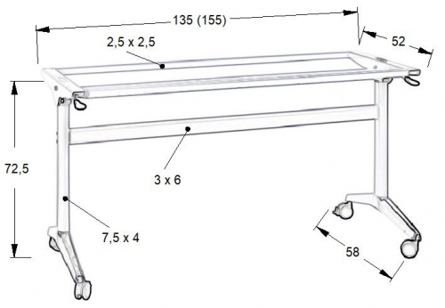 Stelaż składany do stołu NY-A383 biały/chrom długość 135 cm