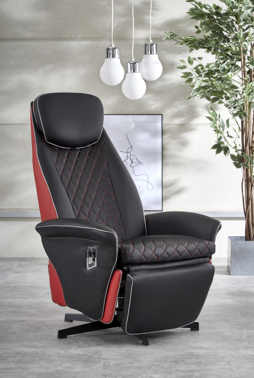 CAMARO fotel wypoczynkowy czarny / czerwony