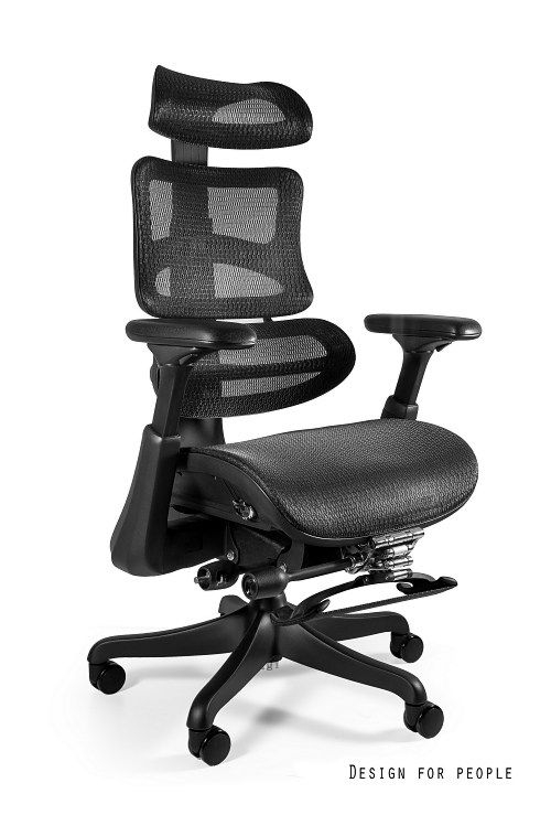  Fotel Obrotowy Ergothrone z podnóżkiem/ czarny 