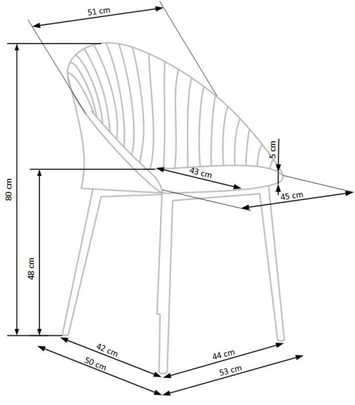 K357 krzesło w kolorze jasny popiel (1p=2szt)