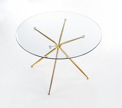 RONDO stół, blat - bezbarwny, nogi - złoty (2p=1szt)