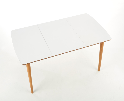 BRADLEY stół kolor blat - biały mat, nogi - dąb lefkas (140-185x80x75 cm)