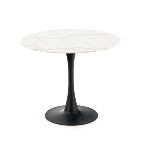 AMBROSIO stół okrągły, blat - marmur, noga - czarny