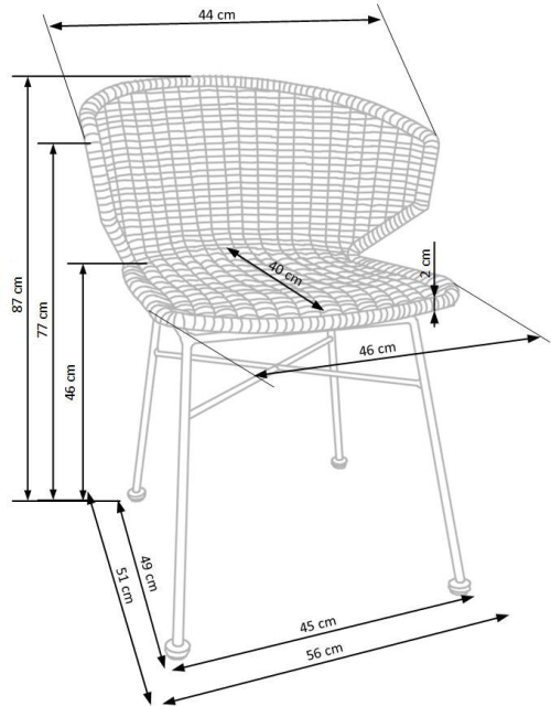 K407 krzesło w kolorze naturalnym / czarnym (1p=1szt)