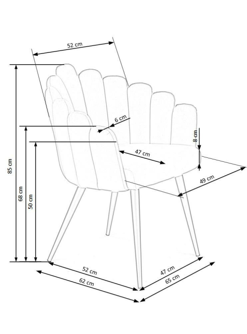 K410 krzesło popielaty velvet (1p=1szt)