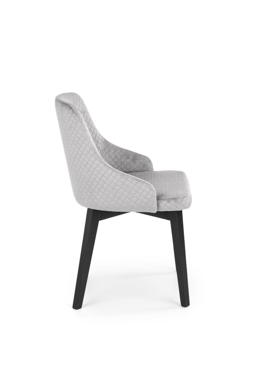 TOLEDO 3 krzesło czarny / tap. velvet pikowany Karo 4 - MONOLITH 85 (jasny popiel)