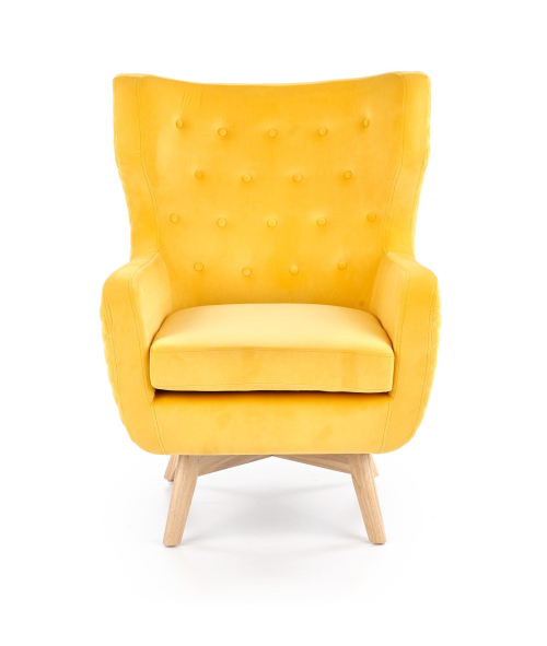 Fotel klubowy MARVEL żółty / naturalny