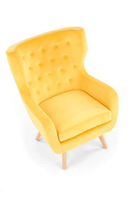 Fotel klubowy MARVEL żółty / naturalny