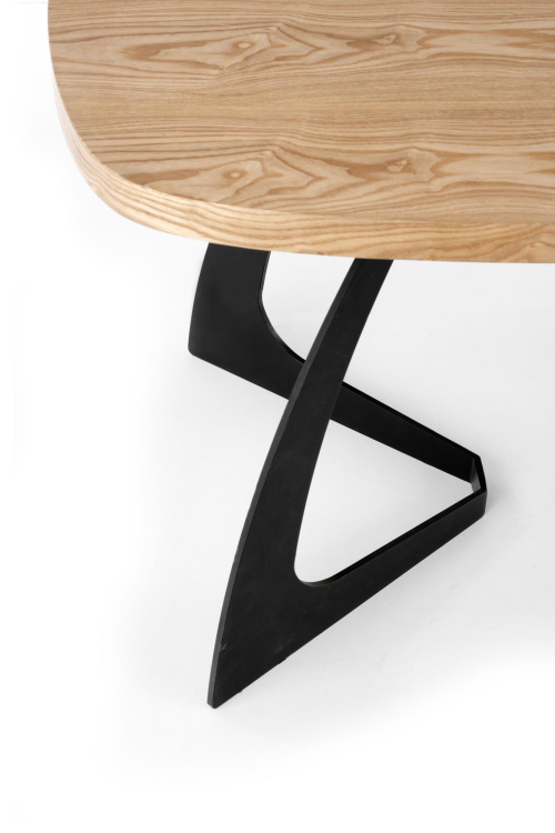 VELDON stół rozkładany, kolor: blat - dąb naturalny, nogi - czarny