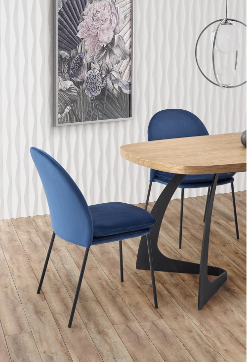 VELDON stół rozkładany 160-200/90/75 cm, kolor: blat - dąb naturalny, nogi - czarny