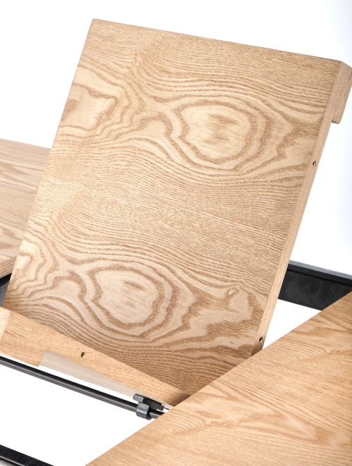 VELDON stół rozkładany 160-200/90/75 cm, kolor: blat - dąb naturalny, nogi - czarny