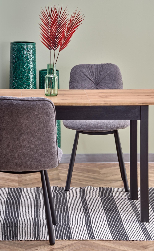 GREG stół rozkładany 124-168/74/75 cm, kolor dąb wotan/czarny