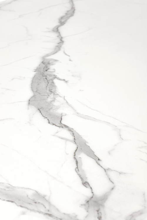 DIESEL stół rozkładany 160-200/90/76 cm,  blat - biały marmur / c. popiel, nogi - czarny