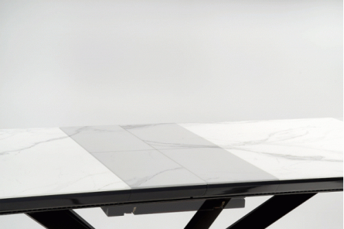 DIESEL stół rozkładany 160-200/90/76 cm,  blat - biały marmur / c. popiel, nogi - czarny