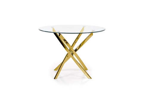RAYMOND stół, blat - transparentny, nogi - złoty (2p=1szt)