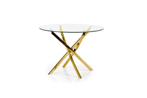 RAYMOND stół, blat - transparentny, nogi - złoty (2p=1szt)