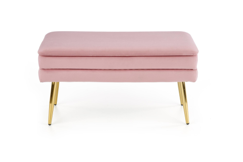 VELVA ławka różowy/złoty z funkcją pojemnika
