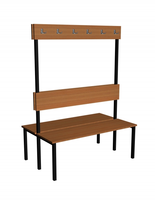 Ławka korytarzowa Classic 2 str. z oparciem i wieszakiem, długości 1m, 1,5m z płyty