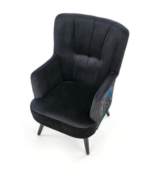 PAGONI fotel wypoczynkowy czarny (tkanina Bluvel #19)