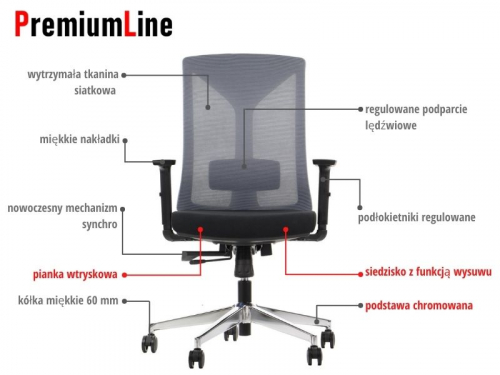 HAGER Fotel obrotowy czarno-szary podstawa chromowana