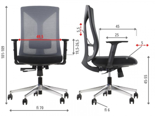 HAGER Fotel obrotowy czarno-szary podstawa chromowana