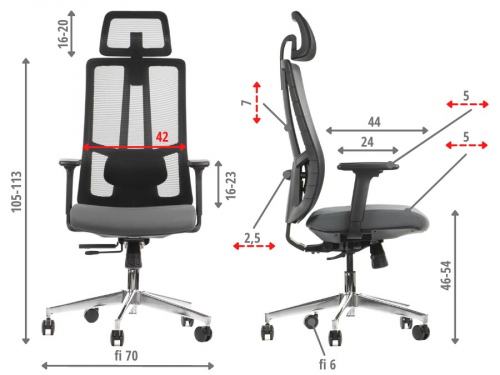 Fotel biurowy AKCENT M szary-czarny podstawa chromowana