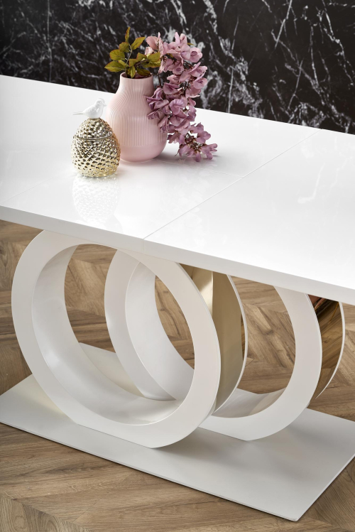 GALARDO stół rozkładany 160-200/90/76 cm,, biały / złoty