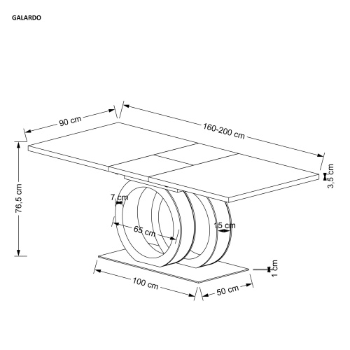 GALARDO stół rozkładany 160-200/90/76 cm,, biały / złoty