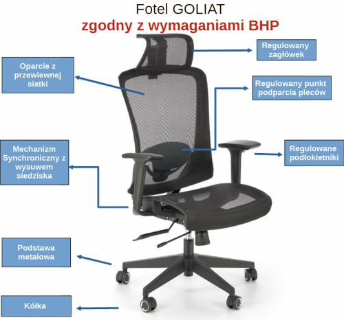 Fotel biurowy obrotowy GOLIAT czarny