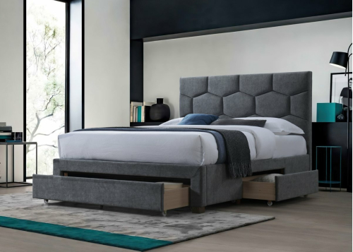HARRIET 160 łóżko z szufladami popiel velvet