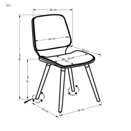 Krzesło ze sklejki K511 kremowy / orzechowy