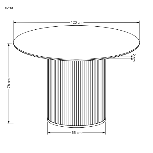 LOPEZ stół okrągły fi 120/78, dąb naturalny