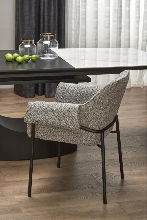 OSMAN stół rozkładany 160-220/90/77 cm, biały marmur / czarny