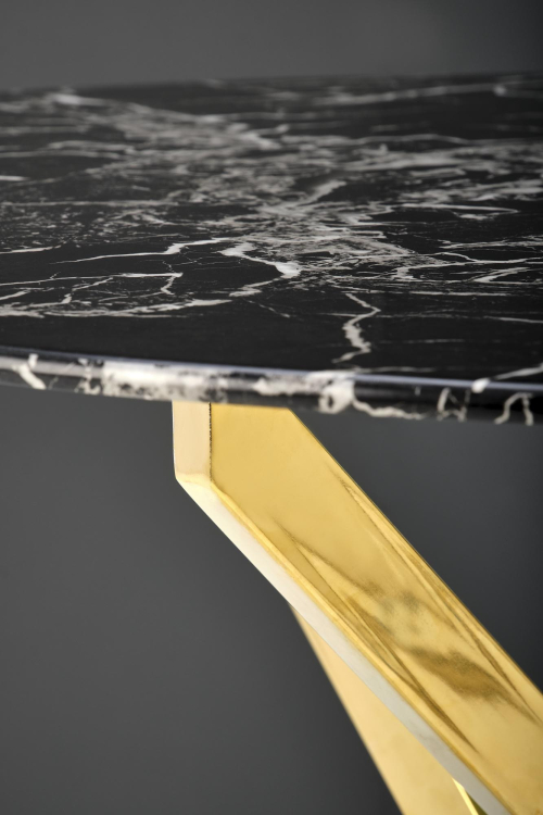 RAYMOND 2 stół fi 100/73 cm, blat - czarny marmur, nogi - złoty