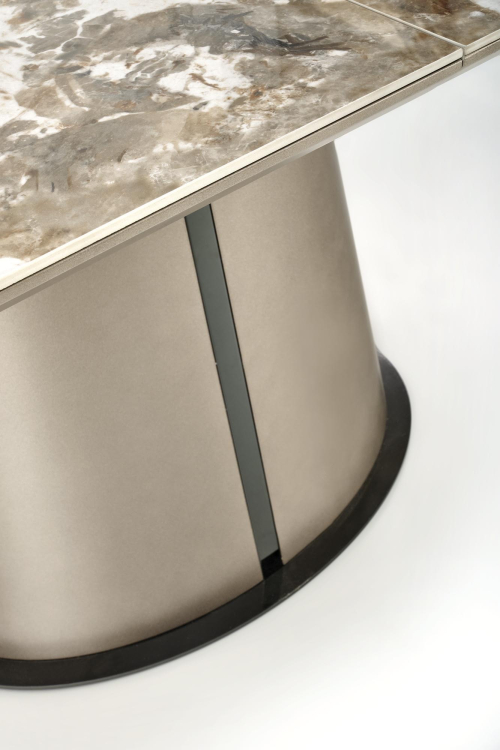 ROBINSON stół rozkładany 160-200/90/76 cm, beżowy marmur / cappuccino / czarny