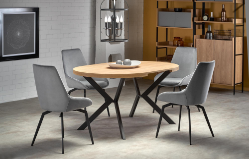 PERONI stół rozkładany 100-250/100/75 cm, dąb złoty - czarny