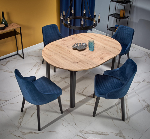 RINGO stół 102-142x102x76 cm, kolor blat dąb artisan, nogi - czarny