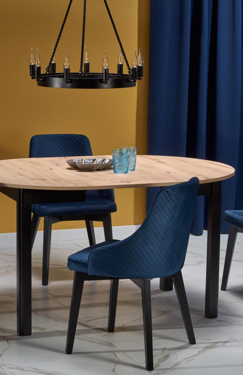 RINGO stół 102-142x102x76 cm, kolor blat dąb artisan, nogi - czarny