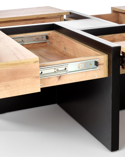 SEVILLA ława z szufladami blat: dąb craft, nogi: czarny