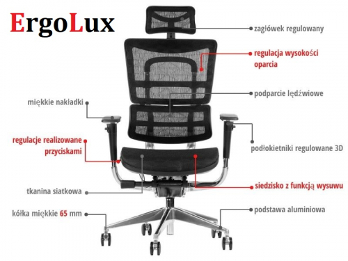 Fotel biurowy obrotowy ErgoLux S8 siedzisko siatkowe