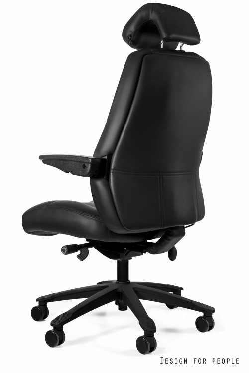 Fotel obrotowy dyspozytorski ATLAS z atestem do pracy 24/7 Eko-skóra ML-42 Czarny