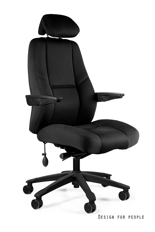 Fotel obrotowy dyspozytorski ATLAS z atestem do pracy 24/7 - czarny lub niebieski