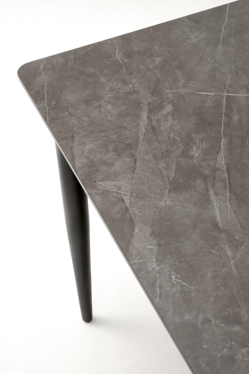 CHARLES stół rozkładany 180-260/90/76/80-170 cm; blat - popielaty marmur, nogi - czarny